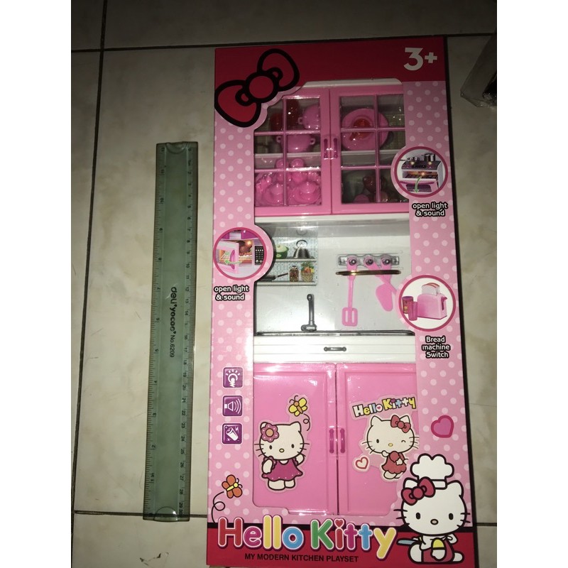Mainan mini kitchen set hello kitty suara lampu
