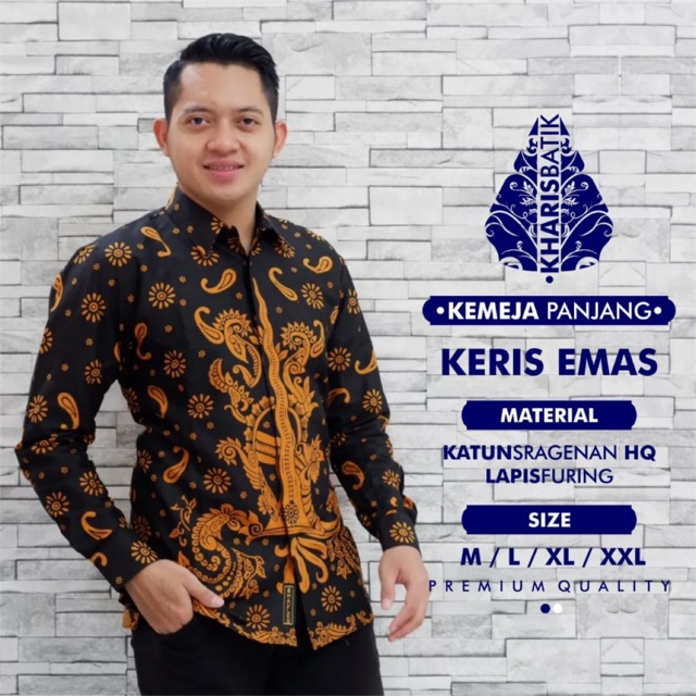 Batik Pria KERIS EMAS Katun Full Furing Termurah