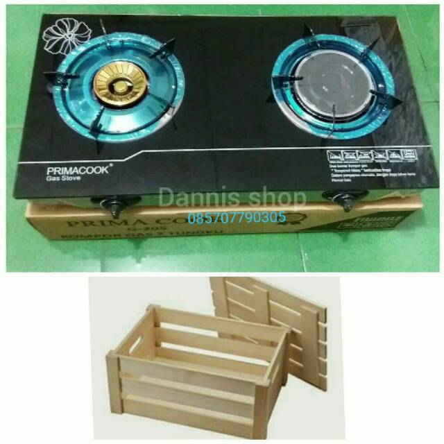 Kompor gas kaca tempered 2 Tungku 1 infrared PRIMA cook bukan kompor tanam