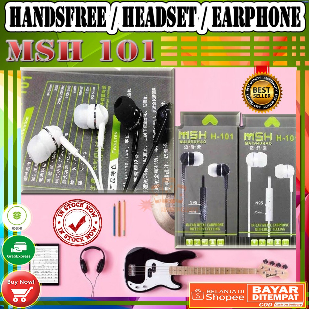 MSH 101 Handsfree / Headset / Earphone  Handfree untuk Smartphone Android / ios with Mic jack 3.5