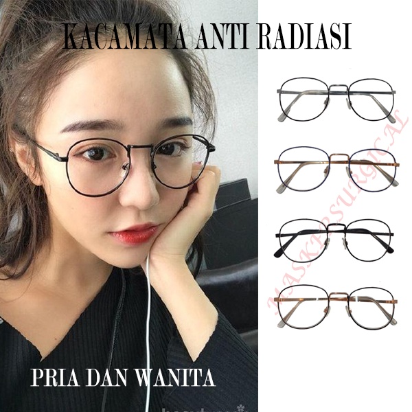 Kacamata Anti Radiasi Komputer Hp Kaca mata Blue ray Frame Logam untuk Wanita dan Pria Kacamata Fash
