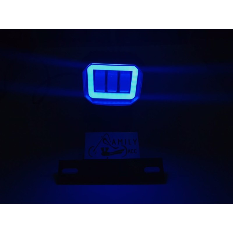 Breket dudukan lampu tembak rxk new + lampu tembak sorot daymaker kotak 3 lensa + angel eye biru