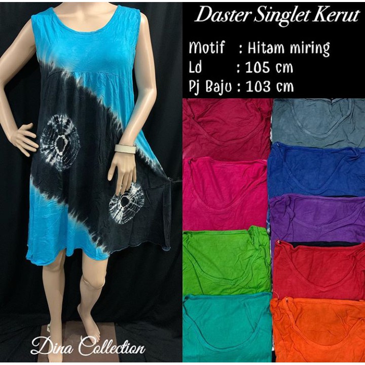 Daster Singlet Kerut hitam miring