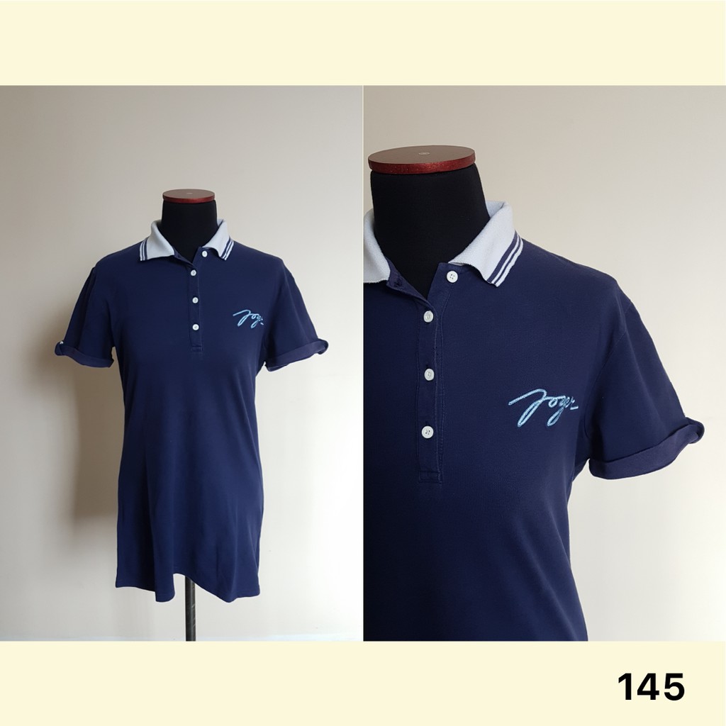 (preloved) Kaos Joger Polo Warna Biru Navy Kerah Putih Khas Bali Asli Bahan Premium Bagus Adem