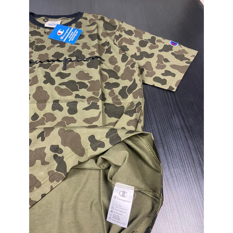 KAOS BAJU TSHIRT UNISEX CHAMPION CAMO SCRIPT TEE ORIGINAL