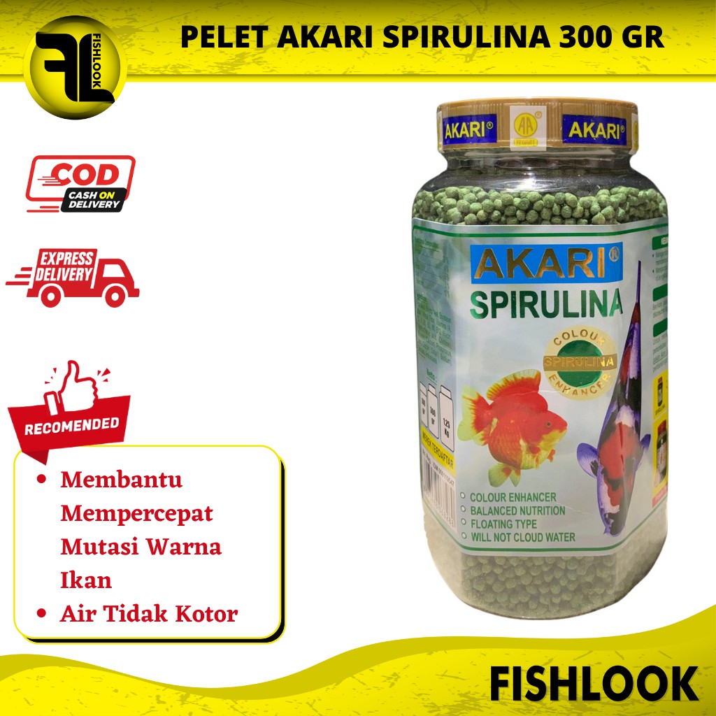 Pelet Akari Spirulina 300gr makanan ikan pakan Ikan Hias Kura-Kura