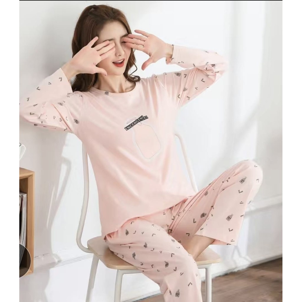 baju tidur piyama lengan panjang celana panjang pp bahan spandex import-3.