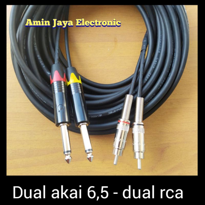 Kabel jack akai to rca / dual jack akai 6,5 to dual rca berkualitas