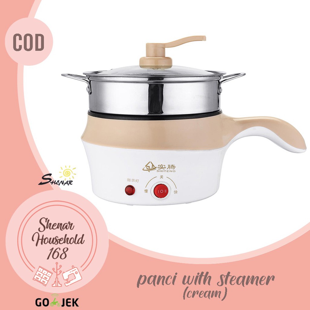 SHENAR PANCI LISTRIK ELEKTRIK FRY PAN SERBAGUNA FRYPAN HOTPOT / PANCI LISTRIK 1.2L KUKUSAN FREE KABEL/ COOKING POT WITH STEAMER - BISA COD