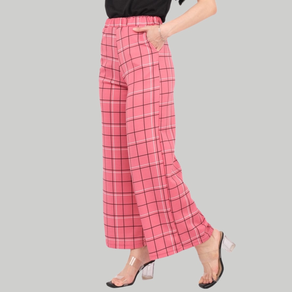 C.NESKA Celana Kulot Panjang Wanita Kotak