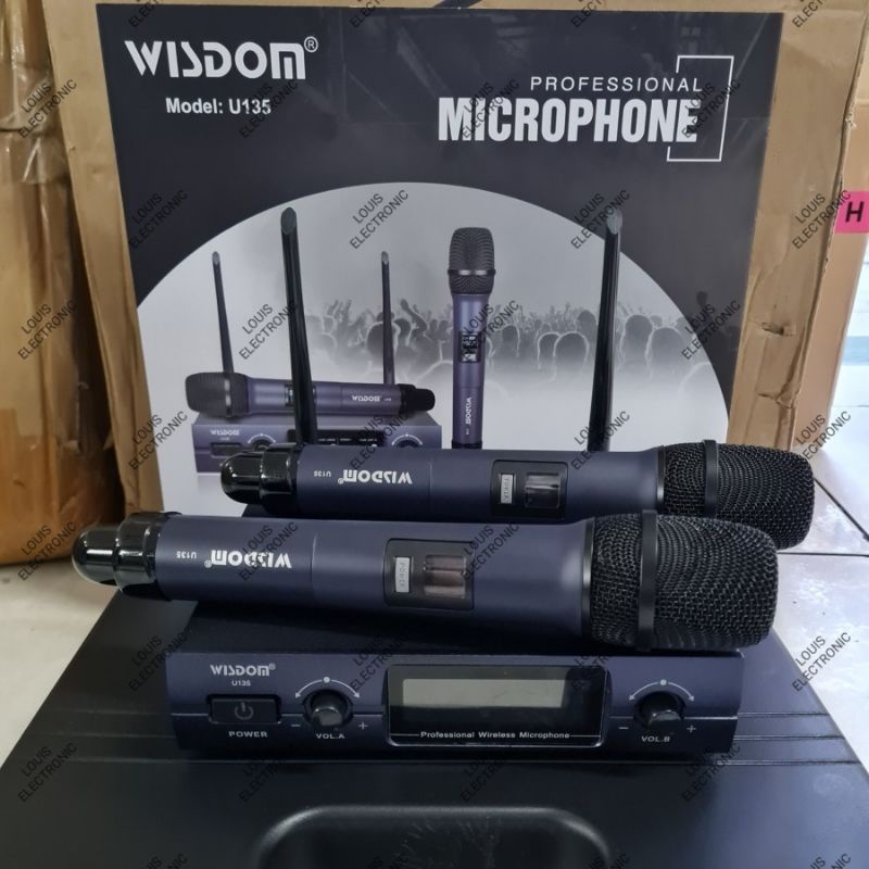 Mic Microphone Wireless WISDOM U135 U 135 2 Mic Handheld + HARDCASE ORIGINAL