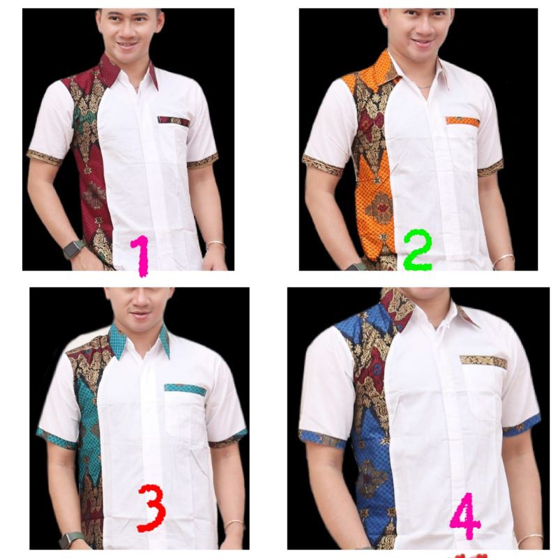 Baju koko batik lengan lengan pendek kgus azmi L XL XXL|Baju Koko Muslim Gus Azmi Terlaris