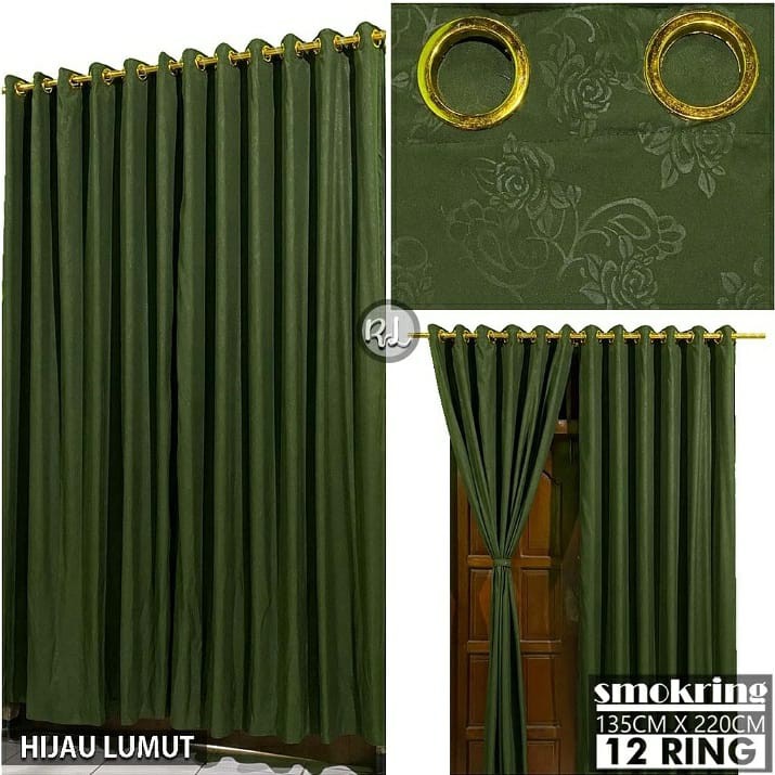 GORDEN SMOKRING 12 LUBANG RING MOTIF EMBOSS HIJAU LUMUT
