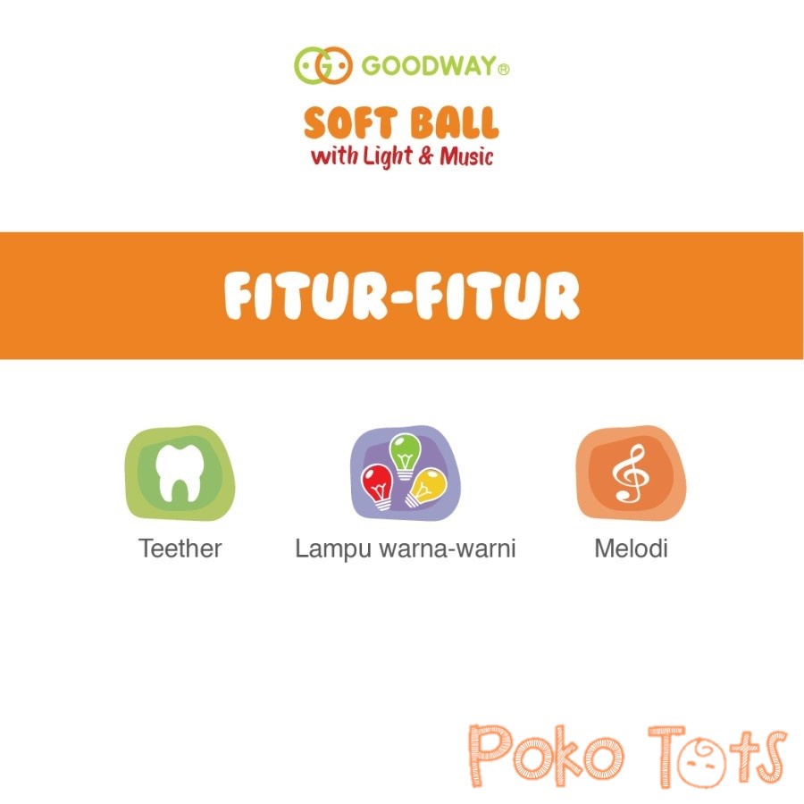 Goodway Soft Activity Ball With Light &amp; Music Mainan Bola Kerincingan Gigitan Bayi WHS