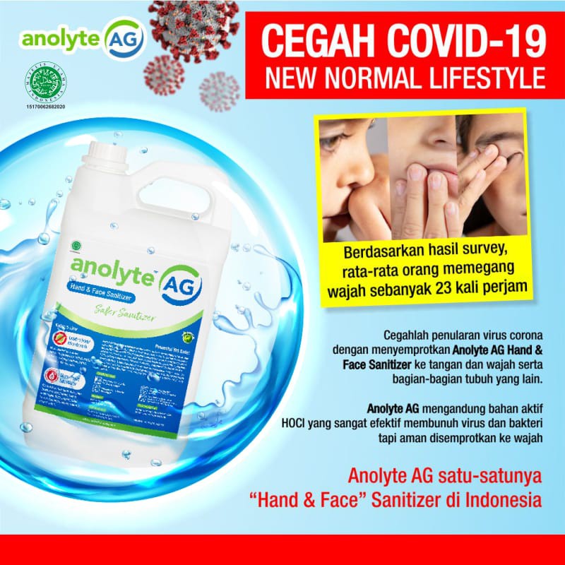 ANOLYTE AG (HOCl) 5000 ml (5 Liter). Hand Sanitizer Non Alkohol. Hand Sanitizer yang Aman untuk Anak