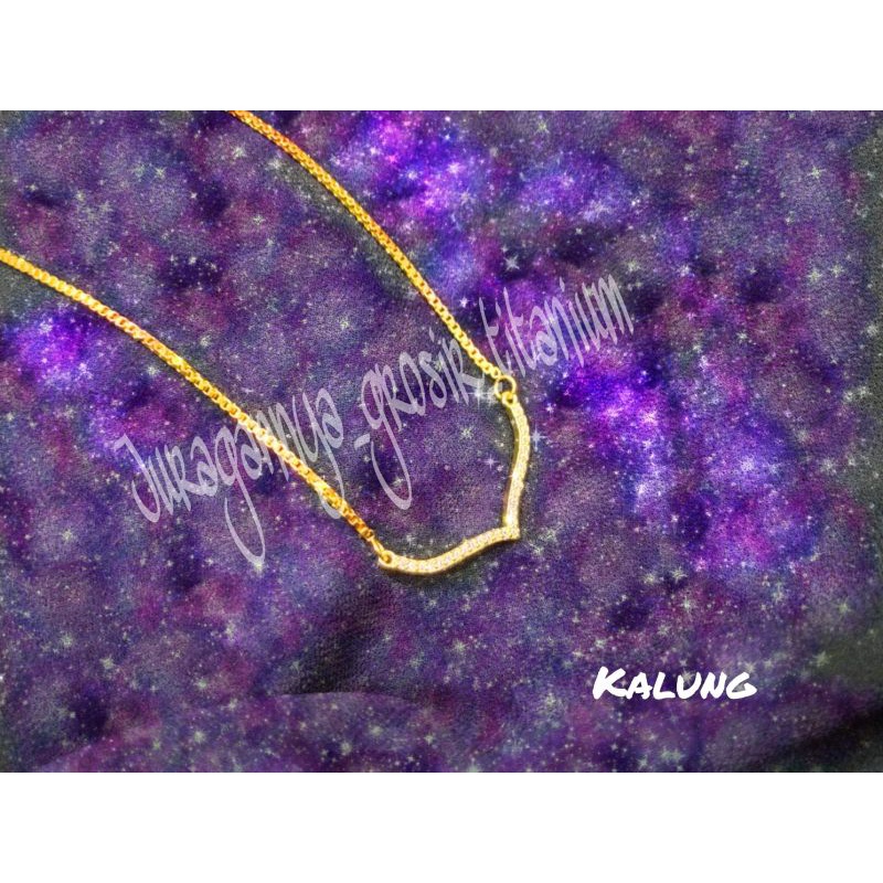 titanium kalung dan gelang fuji full permata elegan perhiasan emas korea anti karat&amp;anti luntur murah berkualitas