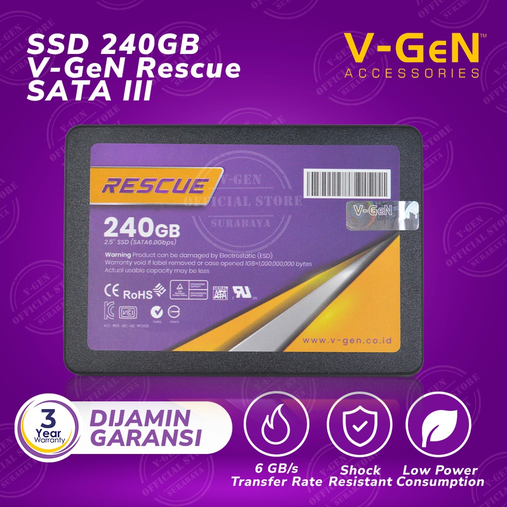 SSD V-GeN Rescue 240GB SATA 3 Solid State Drive 2.5&quot; Inch VGEN