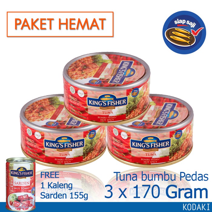 

Special Paket 3 Pcs King's Fisher Tuna Hot Spicy 170g gratis sarden 155g Special