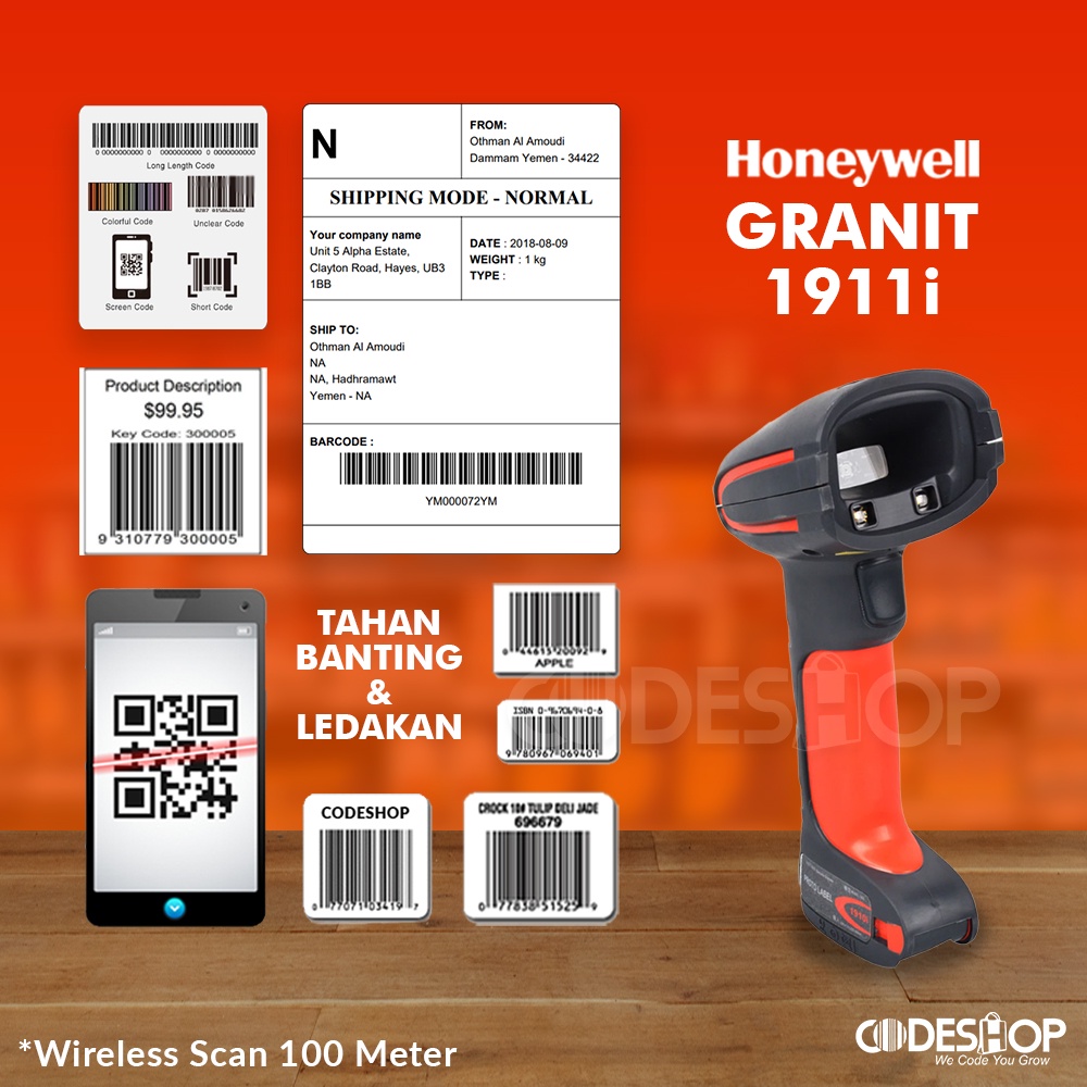 Scanner Barcode 2D Honeywell Granit 1911i Wireless