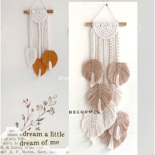 Macrame Hanging Leaf - Macrame Wall Hanging Dekorasi dinding Ambalan Rainbow Makrame Hiasan Dinding 