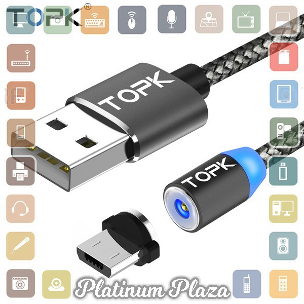 TOPK Kabel Charger Magnetic Micro USB - CS1711 - Gray`EG3GKU-