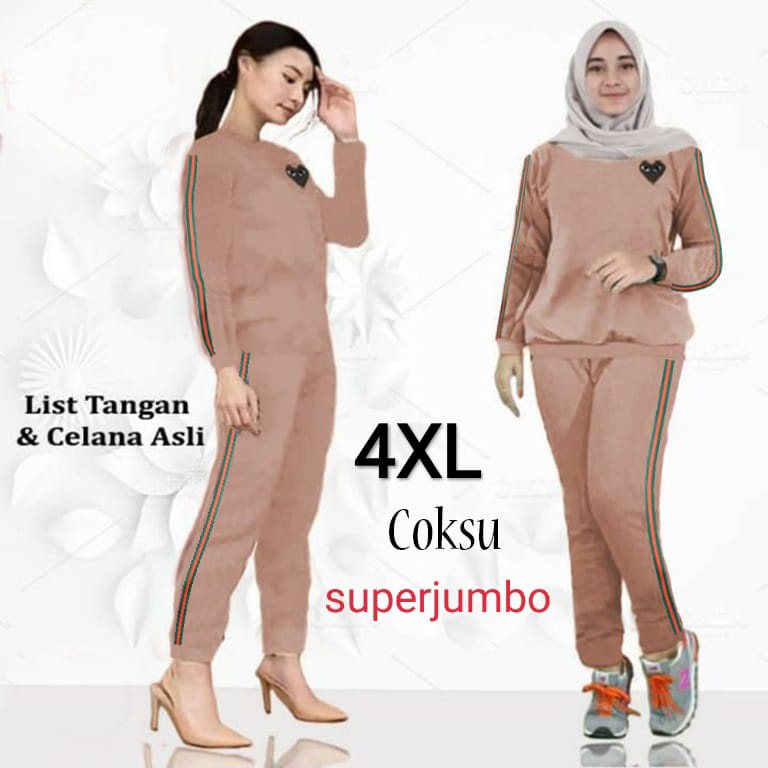 PIK - Setelan Training Love XL, XXL, 3XL, 4XL / PAKAIAN TRAINING WANITA / BAJU OLAHRAGA TERMURAH