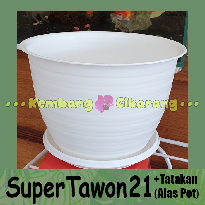 (1 SET) Pot bunga SUPER TAWON 21 dengan Tatakan Alas pot