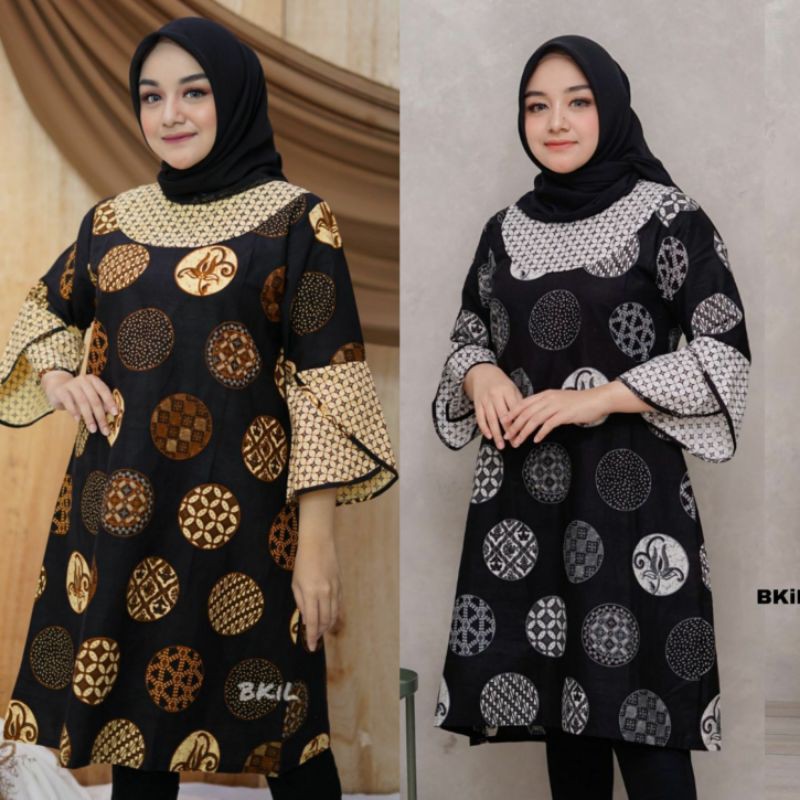 NEW ARRIVAL ATASAN BAJU TUNIK JUMBO M - 5L / TUNIK BATIK KANTOR MURAH