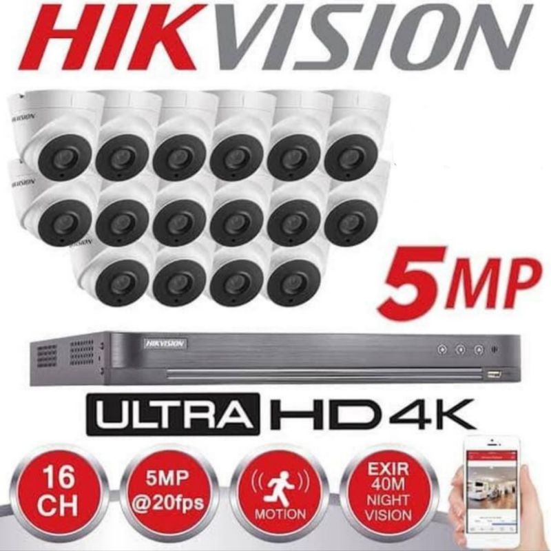 PAKET CCTV HIKVISION 16 CHANNEL 5MP LENGKAP HARDISK 4TB