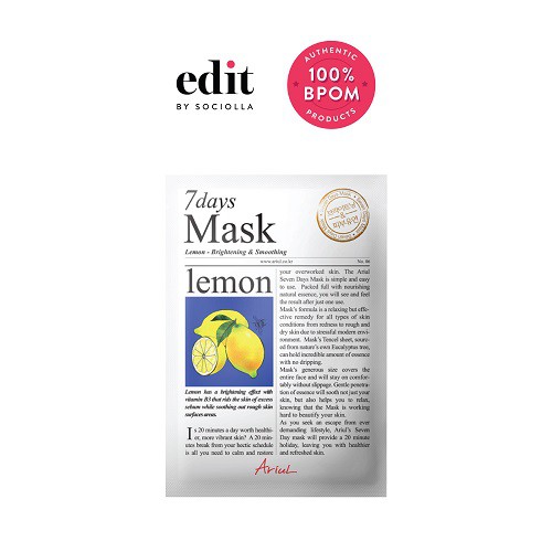 

Ariul 7days Mask – Lemon - size: 20 gr - Edit by Sociolla