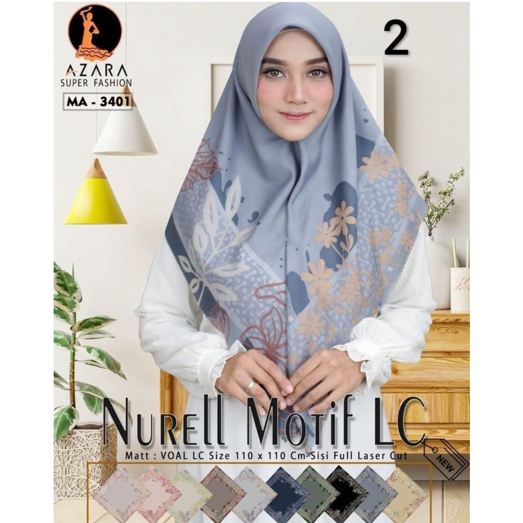 jilbab segiempat motif nurel