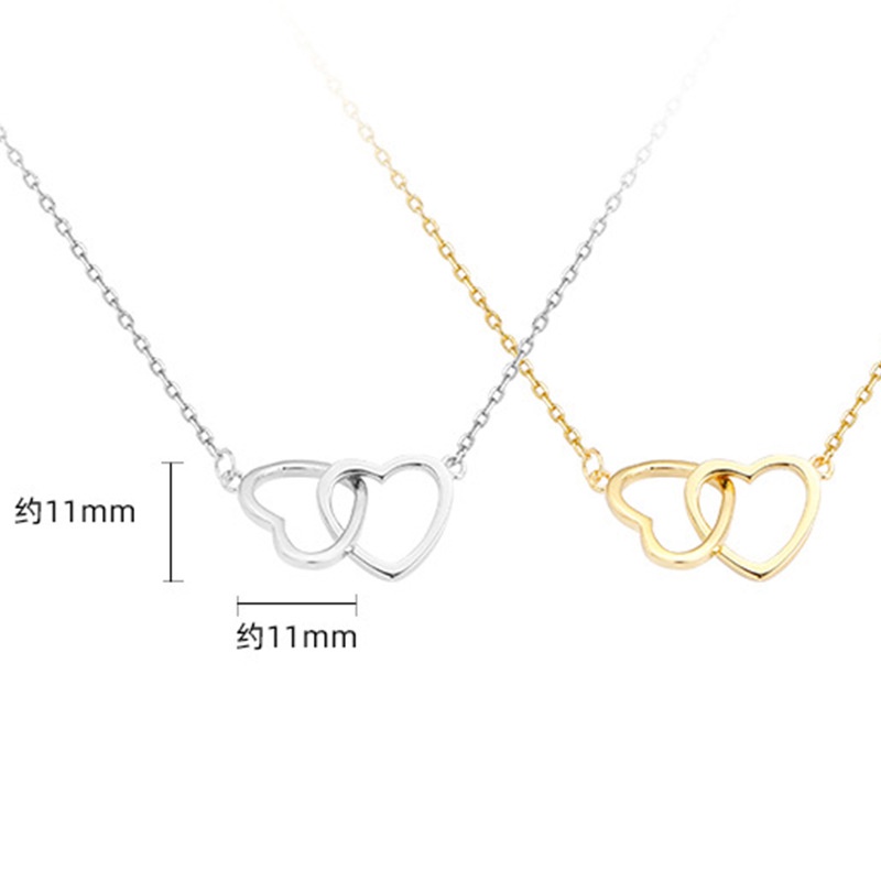 We Flower Chic Hollow Double Love Heart Necklace for Women Girls Korean Fashion Jewelry