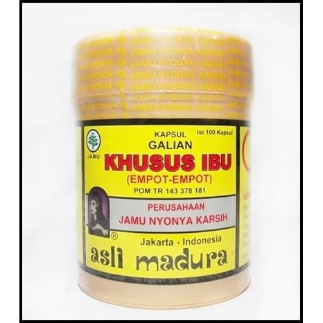 

Jamu Khusus Ibu / Empot-Empot Nyonya Karsih Suplemen Herbal Indonesia (100 Kapsul)