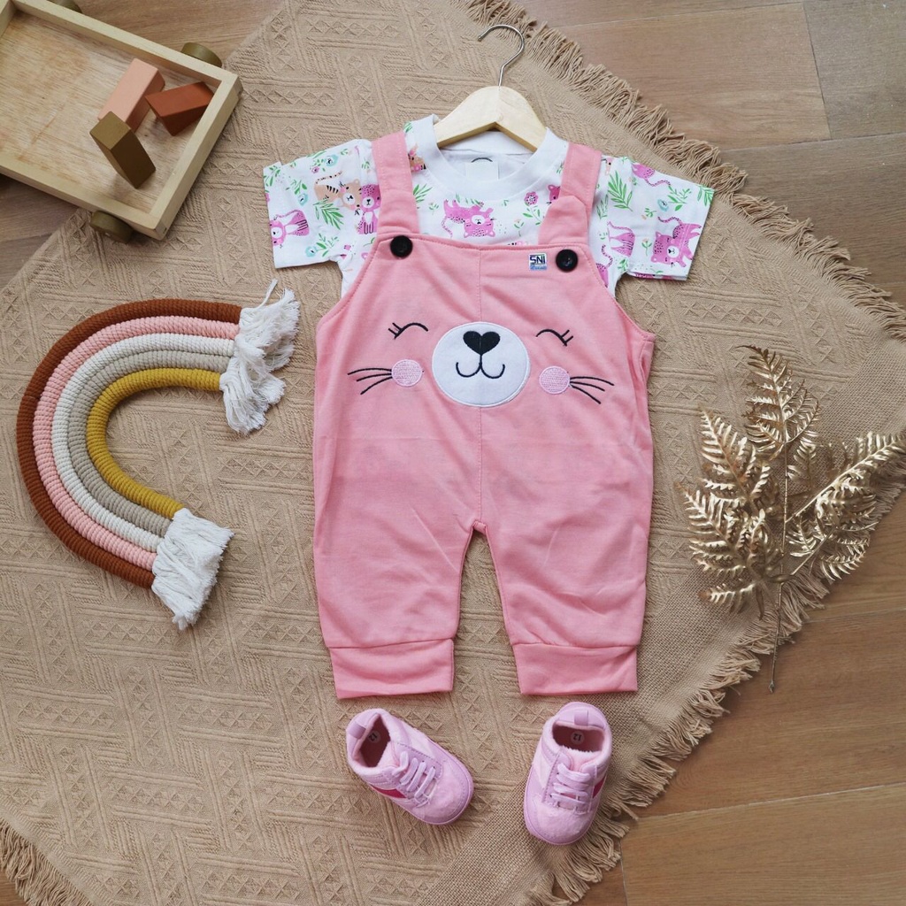 BARU! LIK003 - 2in1 Overall Jumper Baju Kodok Anak Bayi Cewe Fashion Pergi Jalan Lucu