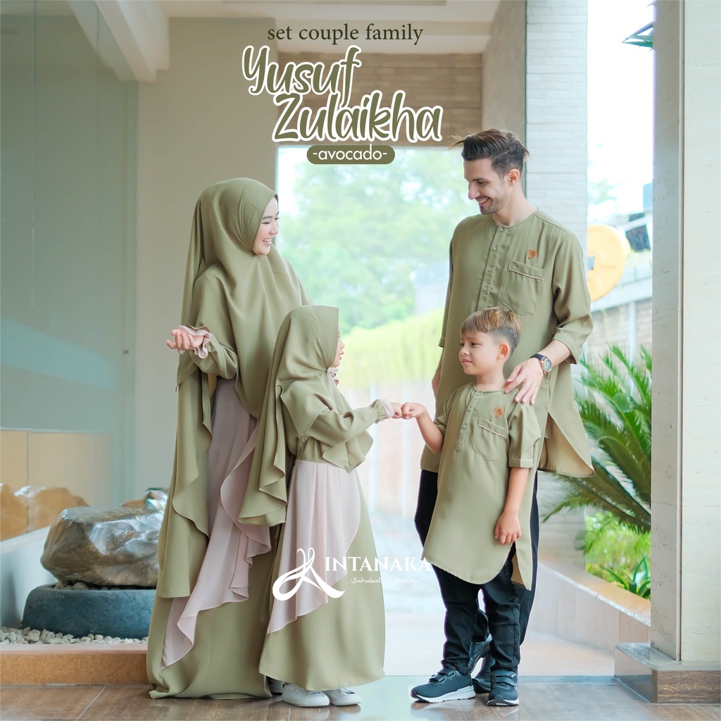 TERBARU TERMURAH INTANAKA Gamis Exclusive Yusuf Zulaikha Avocado Sarimbit Couple Keluarga Lebaran Ba