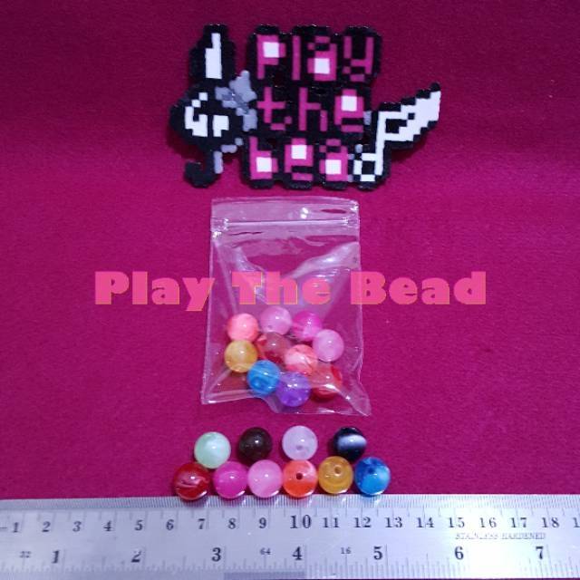 Manik Bulat Bening. Manik Bulat Corak Marmer. Manik Multiwarna 8mm dan 10mm