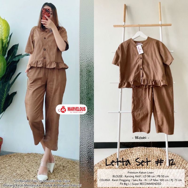 letta set #12 set wanita bahan katun rami by marvelous