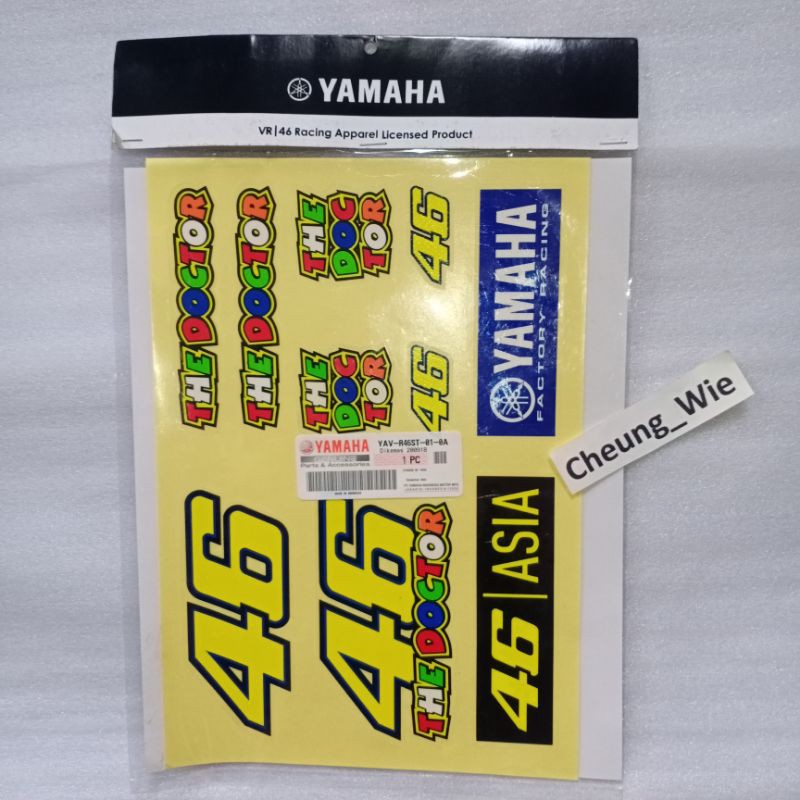 YAV-R46ST-01-0A sticker pack VR46 Asia 01 The Doctor Valentino Rossi asli ori yamaha accessories