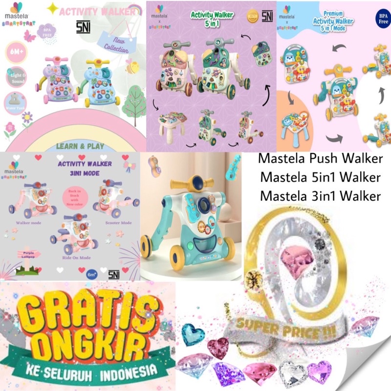 MASTELA BABY PPREMIUM ACTIVITY WALKER & TABLE 5in1 / WALKER 3in1 / ACTIVITY BABY PUSH WALKER