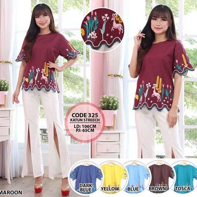 Blus rusa bordir 325 jumbo import