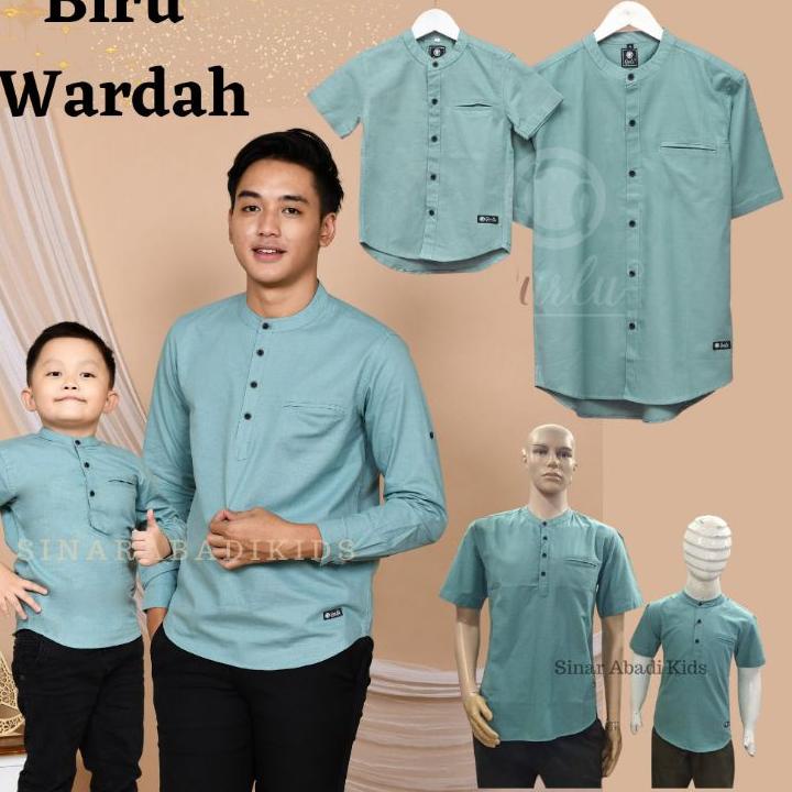 EXCLUSIVEkemeja koko anak/dewasa BIRU WARDAH (bisa couple ayah anak)|SQ5
