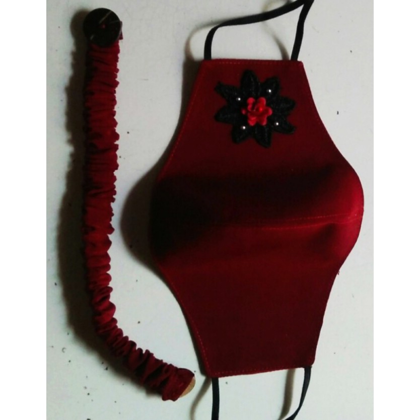 MASKER KAIN SATIN MAROON/MERAH ATI