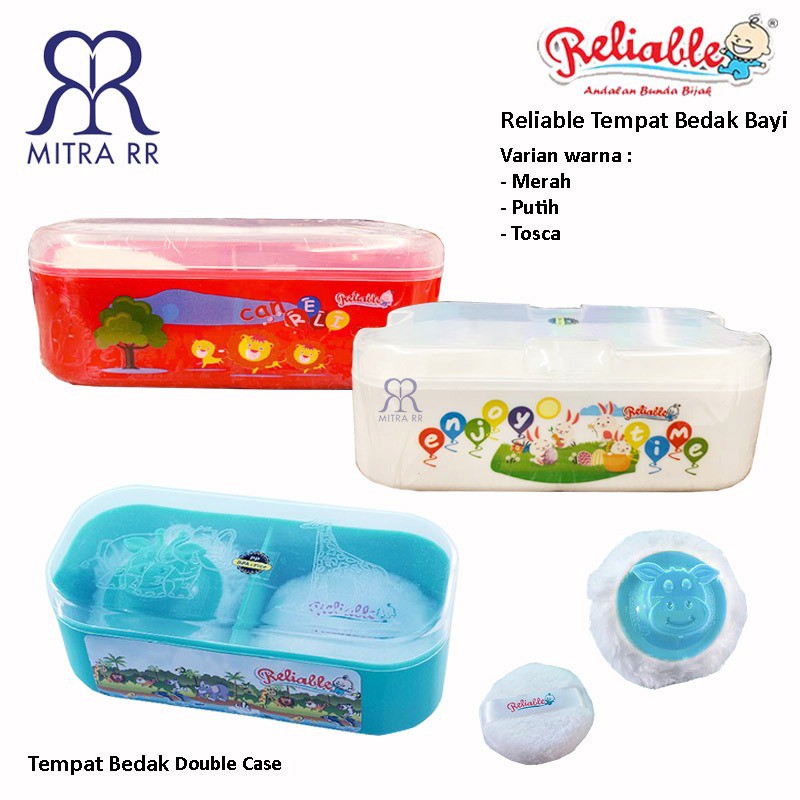 Reliable Tempat Bedak Double Susun Free Cotton Bud &amp; Cotton Bal / Tempat Bedak Single Anti Pecah