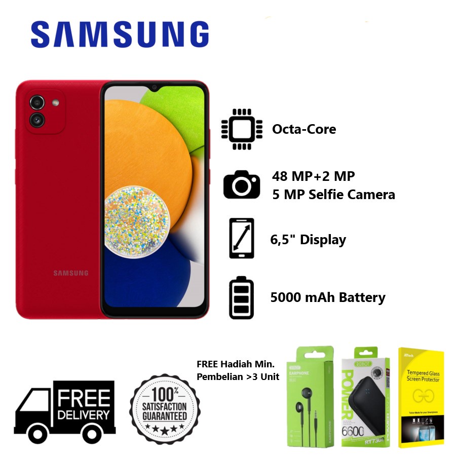 SAMSUNG Galaxy A03 (3/32GB - 4/64 GB - 4/128GB) - Bergaransi