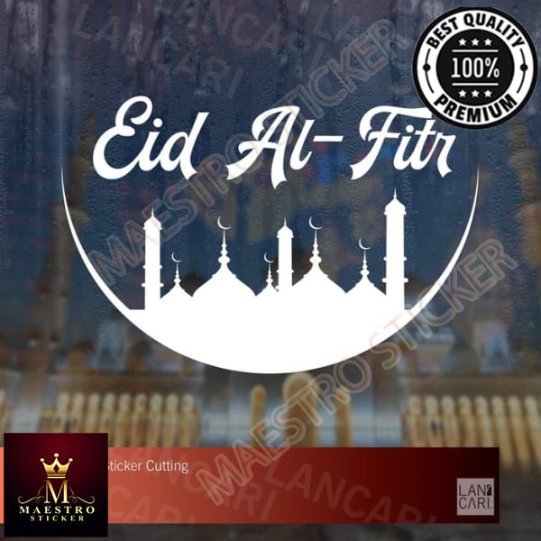 M.STICKER Stiker Cutting Idul Fitri Ramadhan Masjid Bulan Sticker Kaca Dinding - Putih