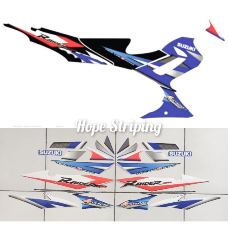 Striping Suzuki Satria Fu Cbu 2005 Cstm Raider Biru & Merah