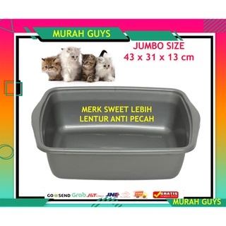 LITTER BOX Tempat Baskom Kotoran Kucing 43 X 31 X 13 / Tempat Poop Kucing Ukuran Jumbo Bak Pasir Kucing / Baskom Segi / Bak Tahu / Tempat Kotoran