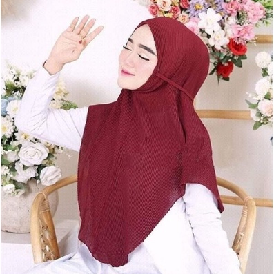 (SALE) Bergo plisket / bergo maryam tali Plisket bahan hyget