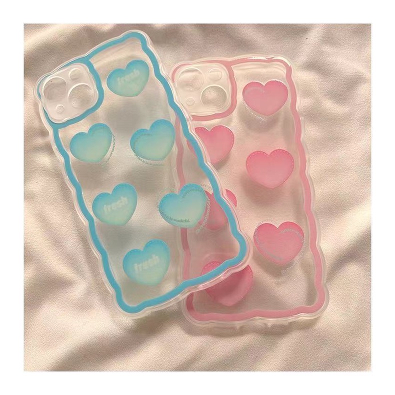 Soft Case Silikon TPU Transparan Motif Hati Untuk Iphone 12 13 SE 6 6S 7 8 Plus X XS XR 11 Pro Max