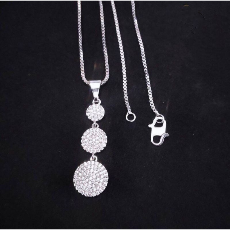 Kalung free liontin bola3 hijab silver cantik fashion wanita titanium original anti luntur dan karat